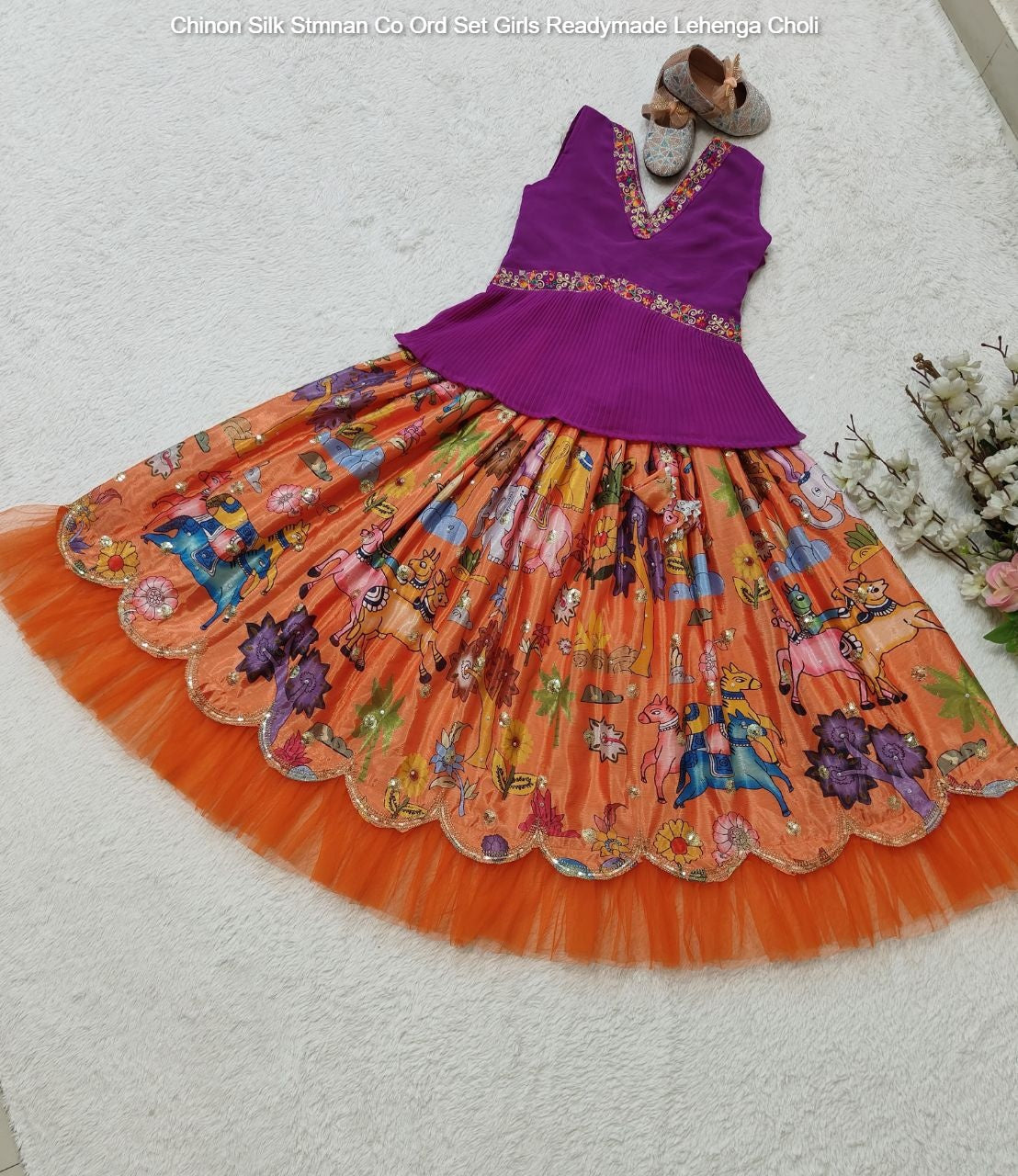 Chinon Silk Stmnan Co Ord Set Girls Readymade Lehenga Choli