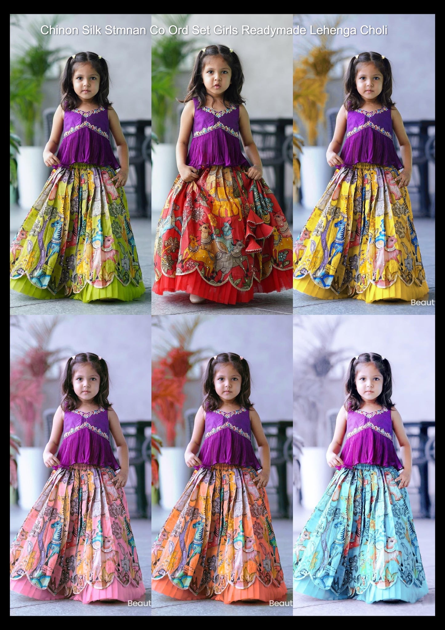 Chinon Silk Stmnan Co Ord Set Girls Readymade Lehenga Choli