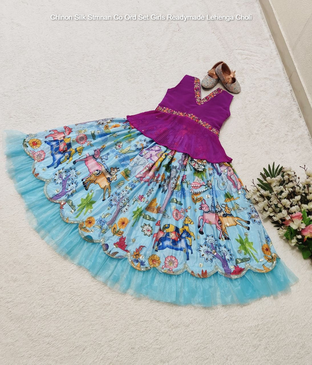 Chinon Silk Stmnan Co Ord Set Girls Readymade Lehenga Choli