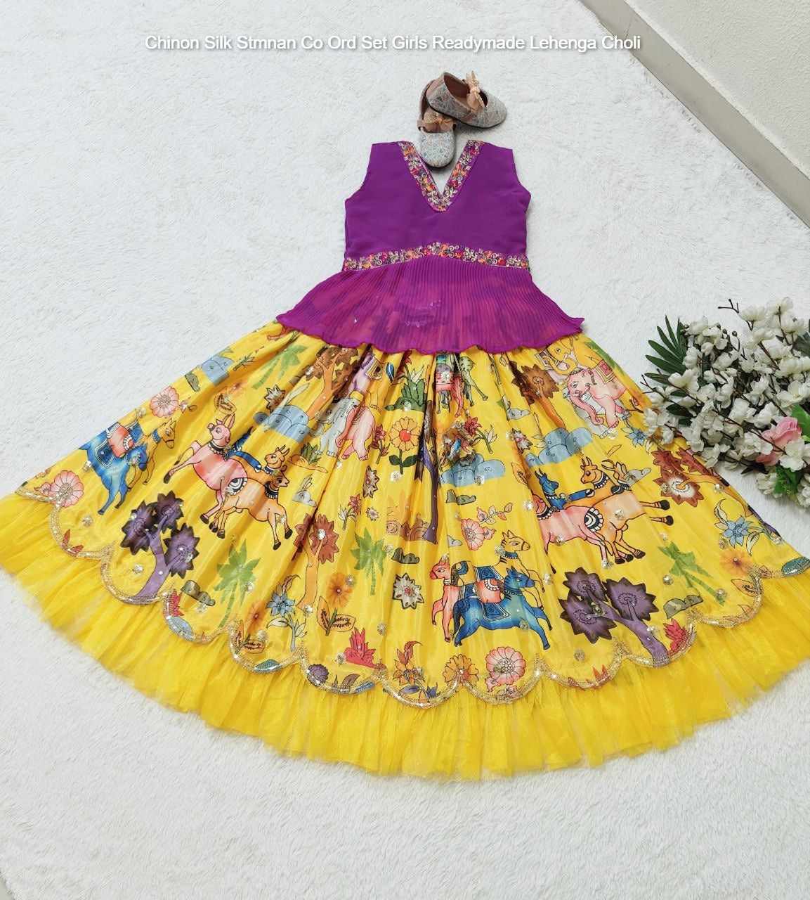 Chinon Silk Stmnan Co Ord Set Girls Readymade Lehenga Choli