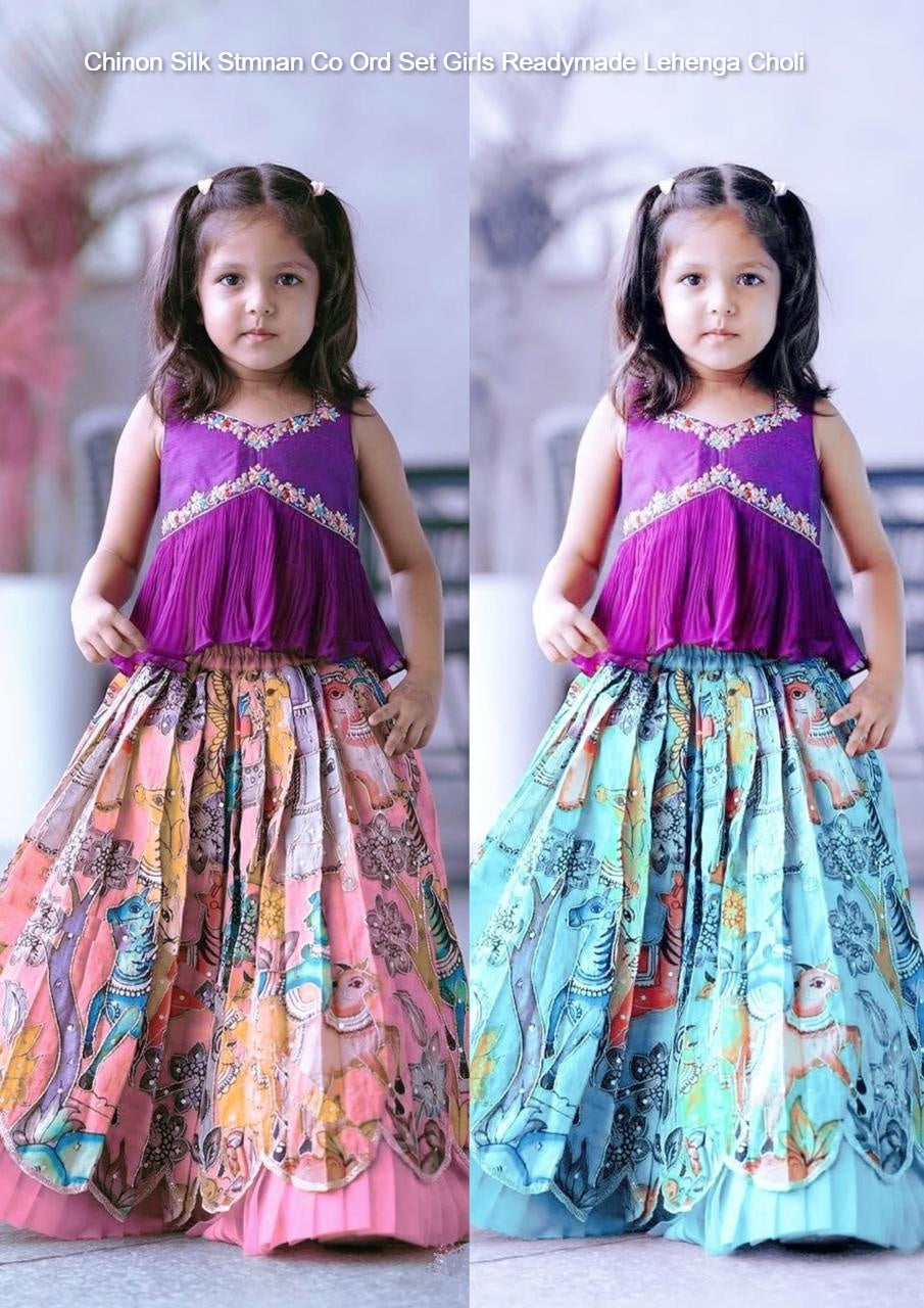 Chinon Silk Stmnan Co Ord Set Girls Readymade Lehenga Choli