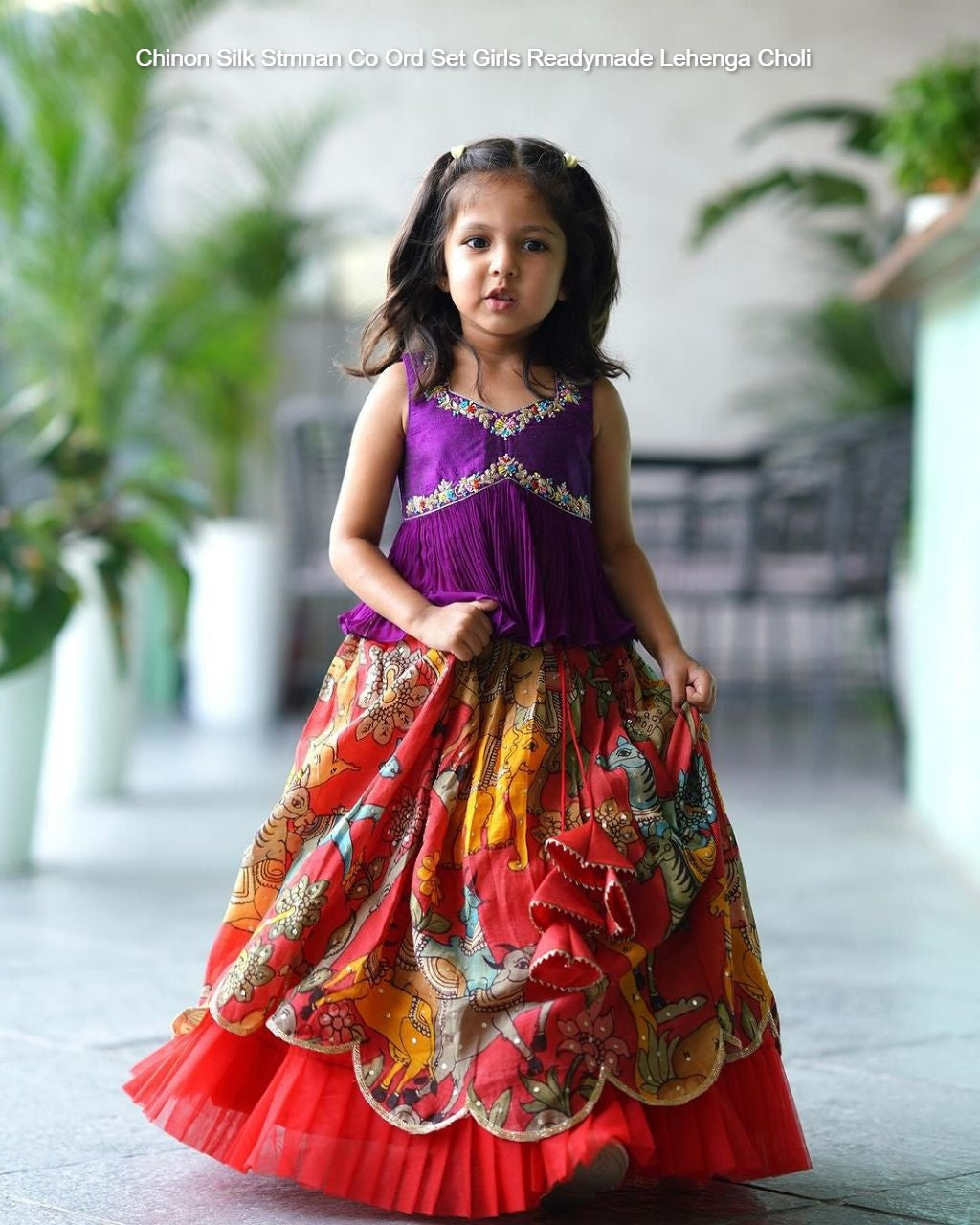 Chinon Silk Stmnan Co Ord Set Girls Readymade Lehenga Choli