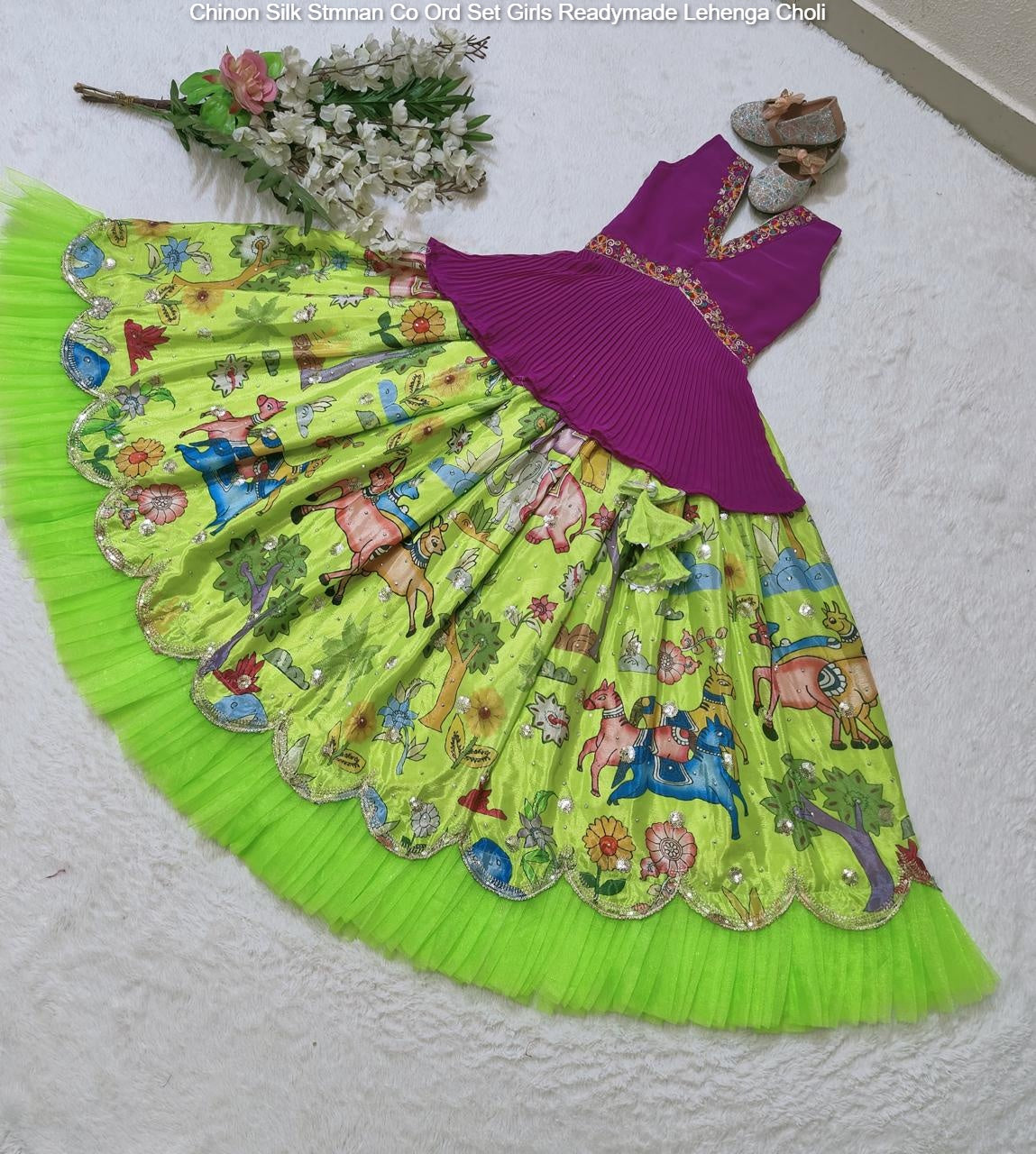 Chinon Silk Stmnan Co Ord Set Girls Readymade Lehenga Choli