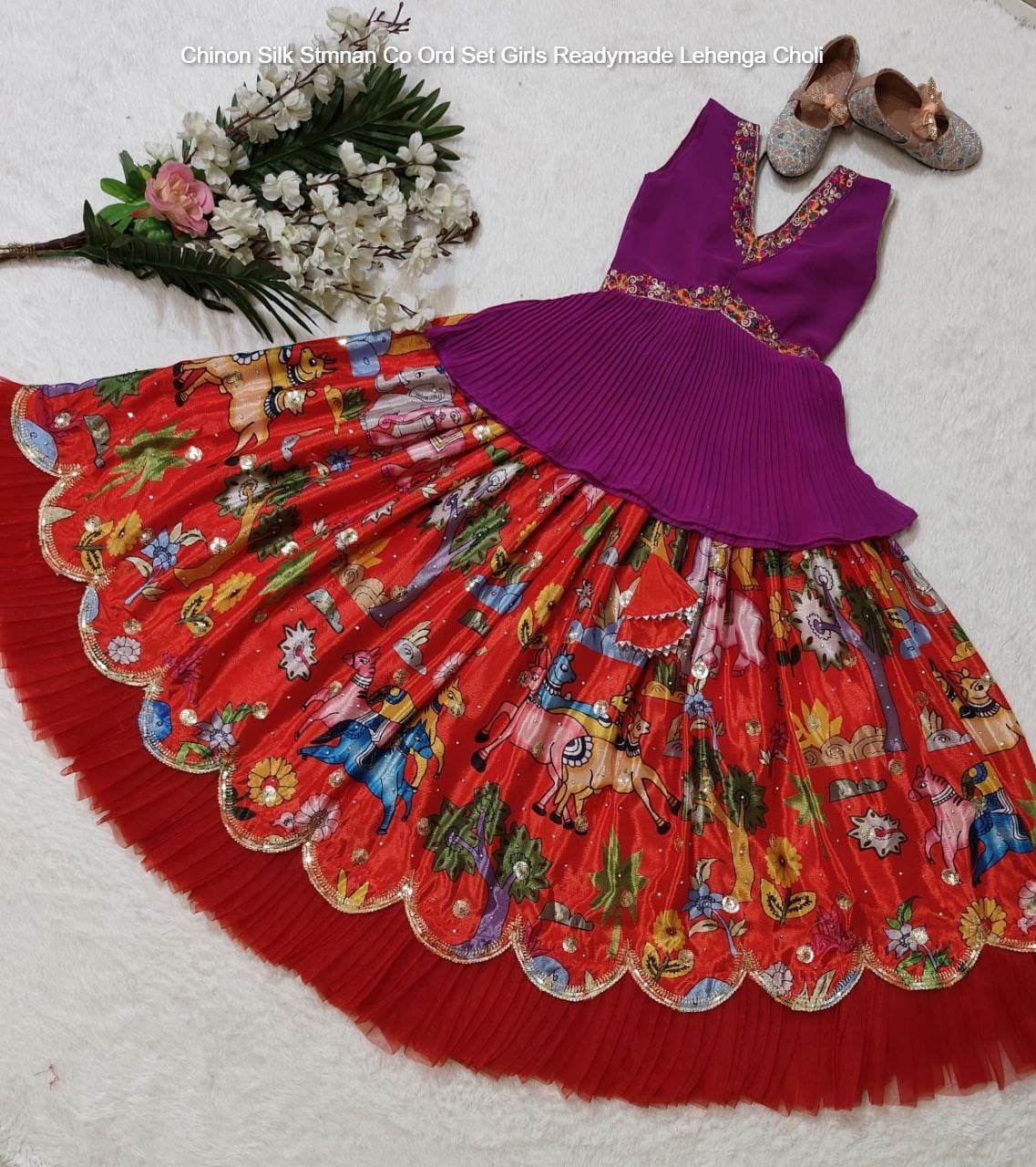 Chinon Silk Stmnan Co Ord Set Girls Readymade Lehenga Choli
