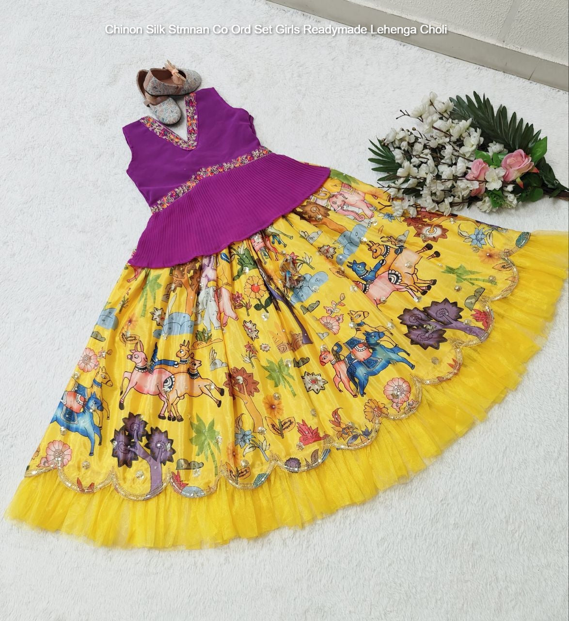 Chinon Silk Stmnan Co Ord Set Girls Readymade Lehenga Choli