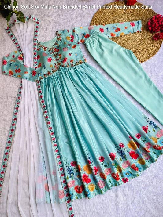 Chinon Soft Sky Multi Non-Branded Stmbl Printed Readymade Suits