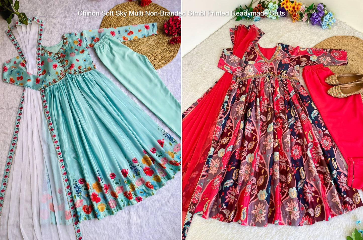 Chinon Soft Sky Multi Non-Branded Stmbl Printed Readymade Suits