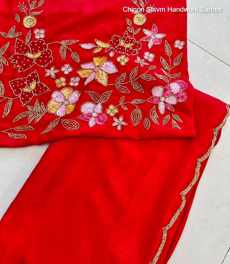 Chinon Stsvm Handwork Sarees