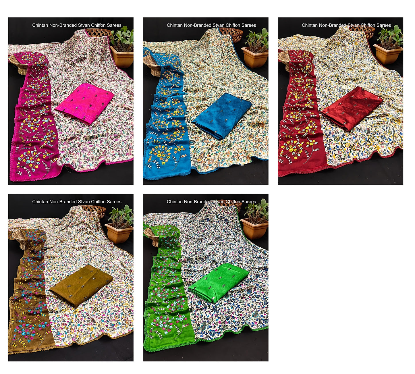 Chintan Non-Branded Stvan Chiffon Sarees