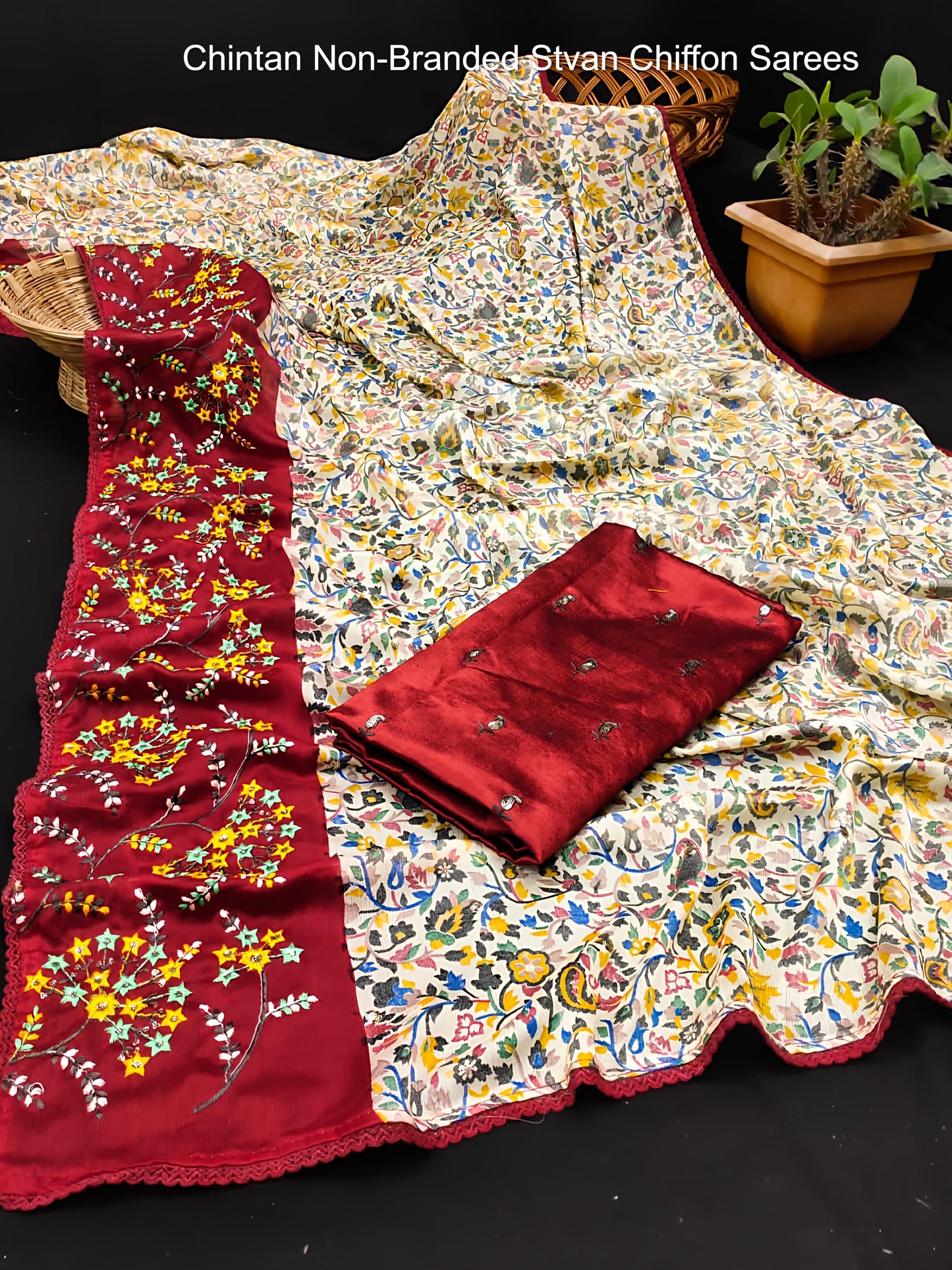 Chintan Non-Branded Stvan Chiffon Sarees