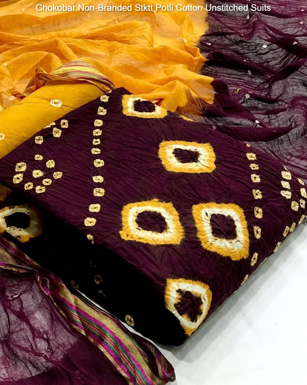 Chokobar Non-Branded Stktt Potli Cotton Unstitched Suits