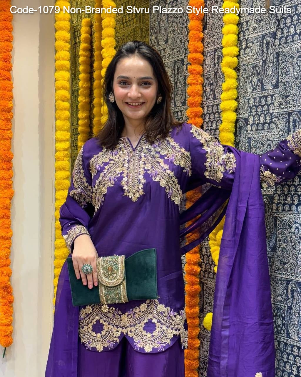 Code-1079 Non-Branded Stvru Plazzo Style Readymade Suits
