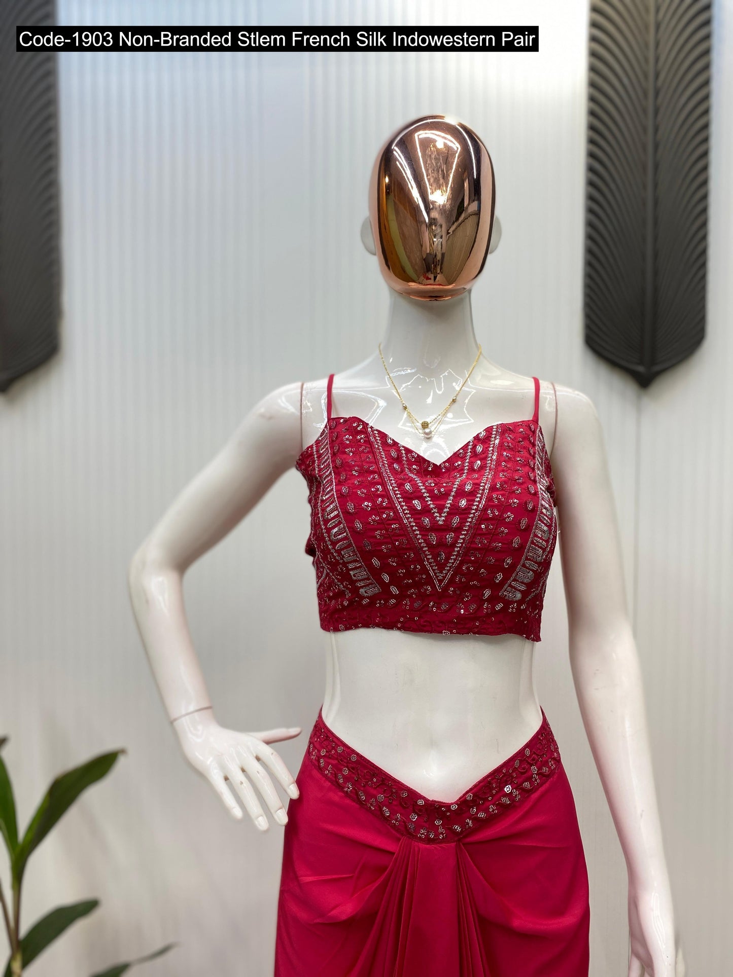 Thread Work Non-Branded Stscc Soft Rayon Kurti Pant Set