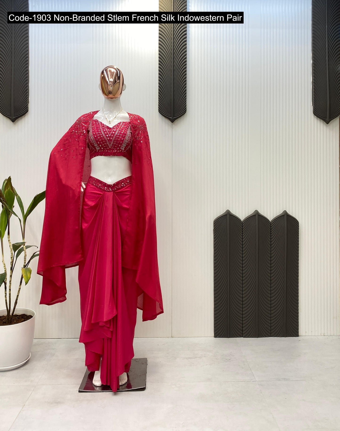 Thread Work Non-Branded Stscc Soft Rayon Kurti Pant Set