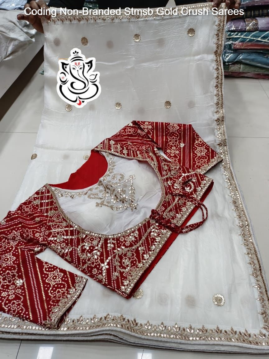 Coding Non-Branded Stmsb Gold Crush Sarees