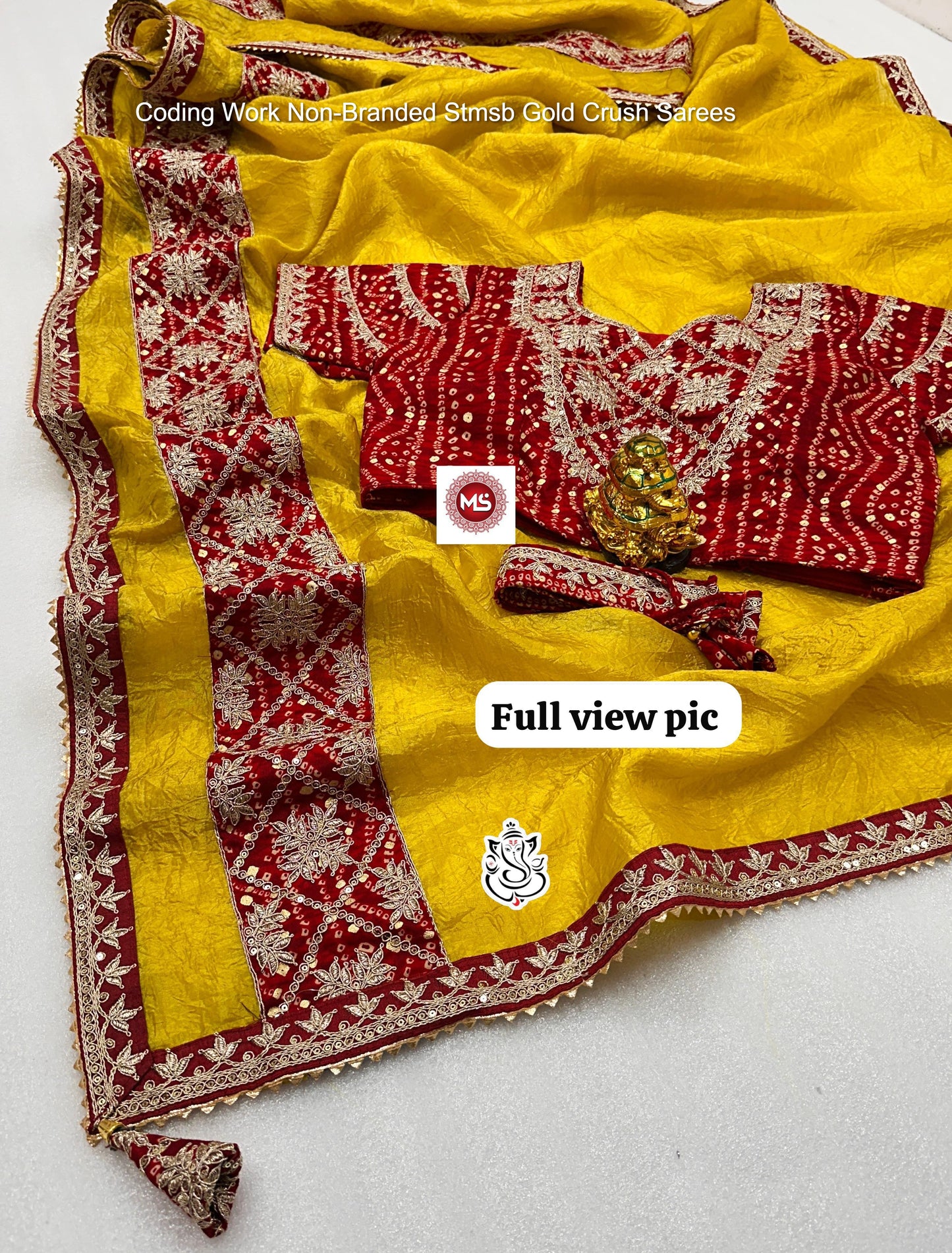Coding Work Non-Branded Stmsb Gold Crush Sarees