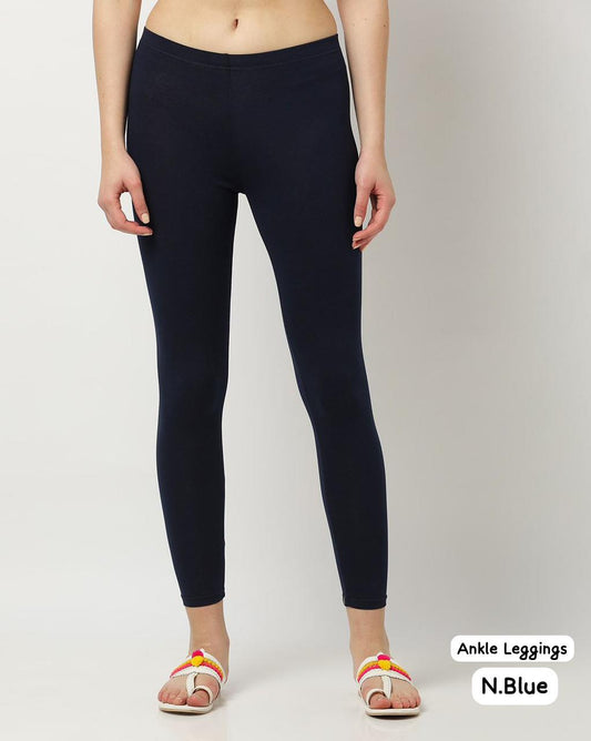 Comfort Navy Blue Bluehills 4 Way Ankle Length Leggings