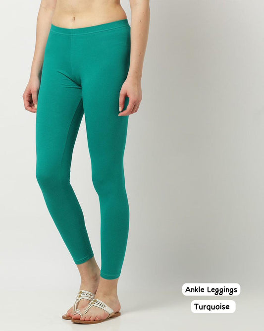 Comfort Turquoise Bluehills 4 Way Ankle Length Leggings