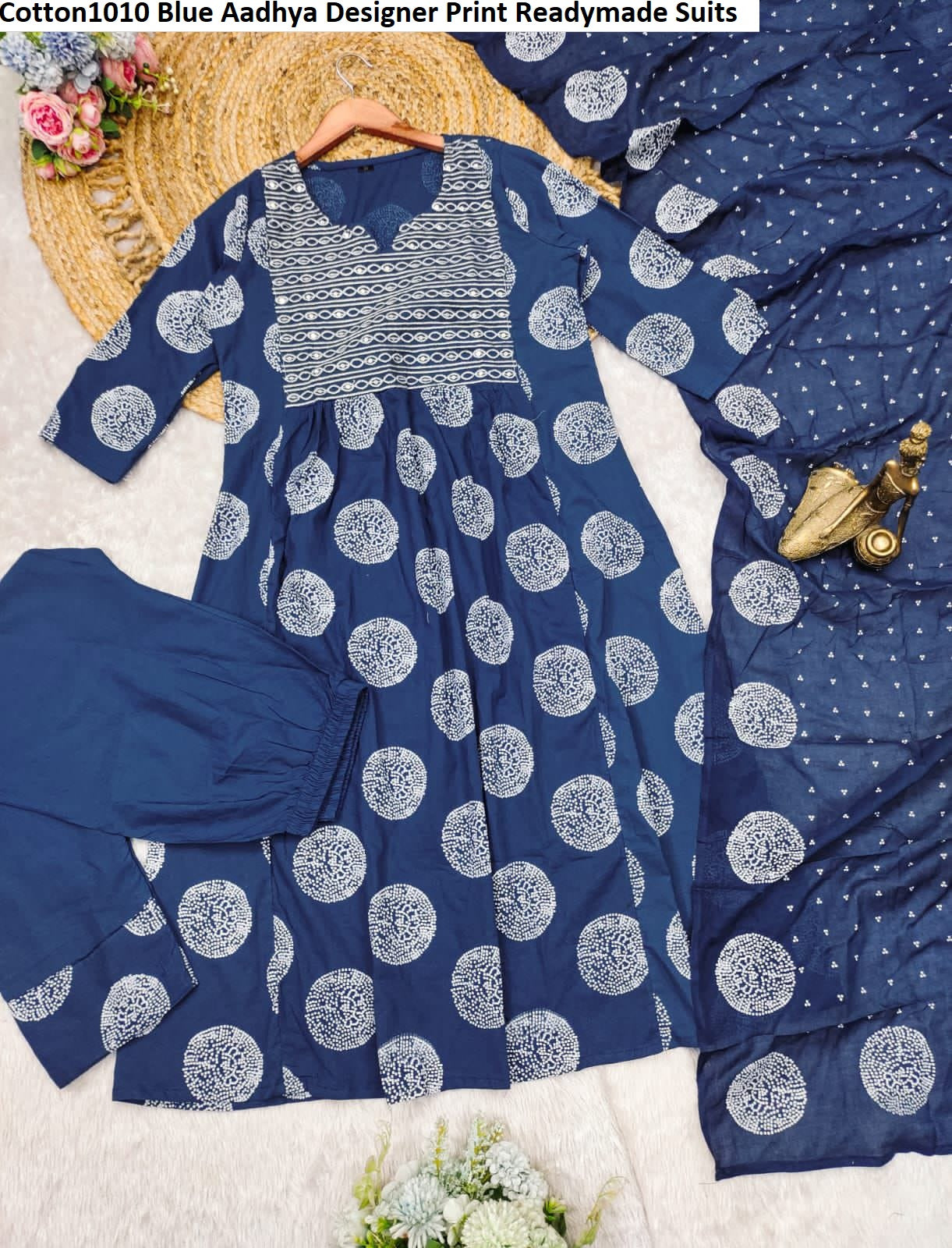 Cotton1010 Blue Aadhya Designer Print Readymade Suits