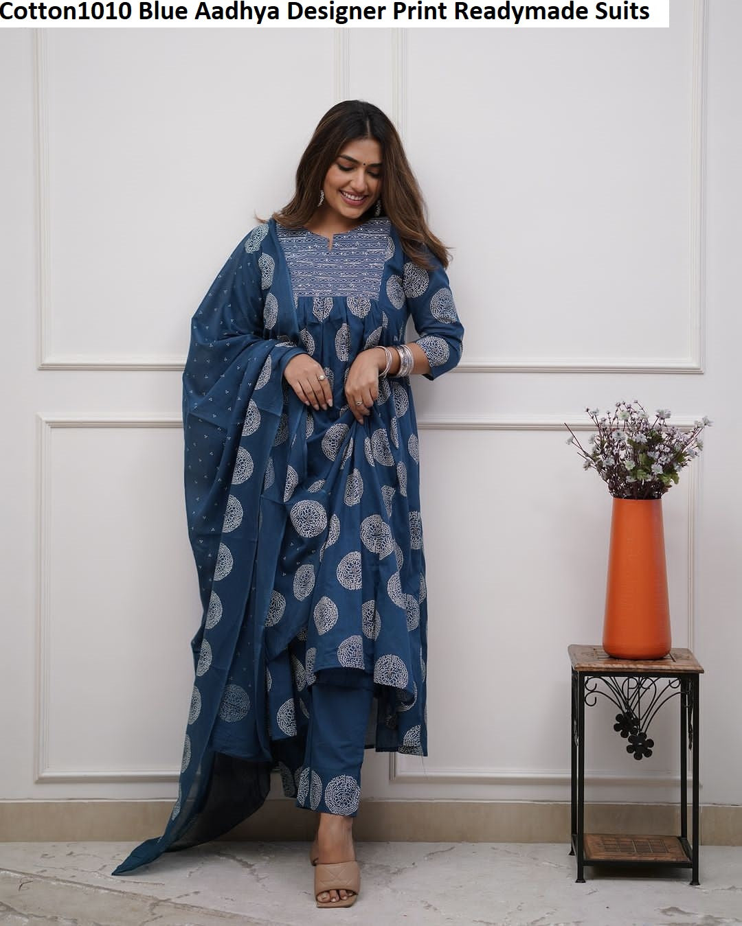 Cotton1010 Blue Aadhya Designer Print Readymade Suits