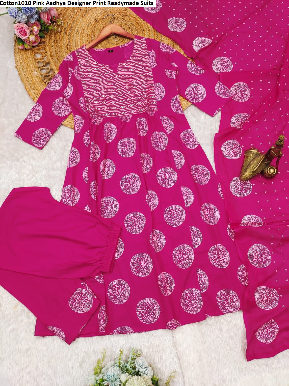 Cotton1010 Pink Aadhya Designer Print Readymade Suits