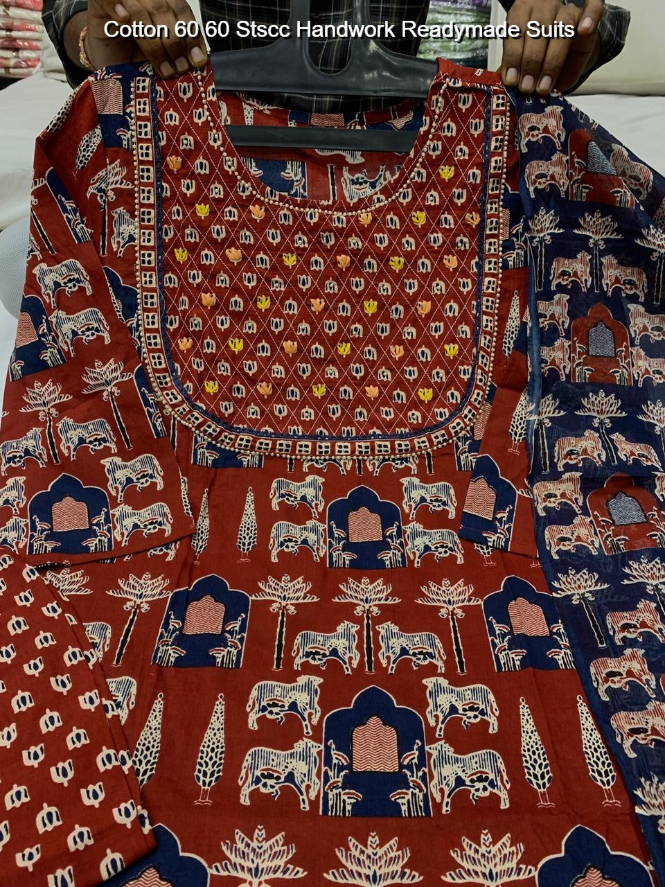 Cotton 60 60 Stscc Handwork Readymade Suits