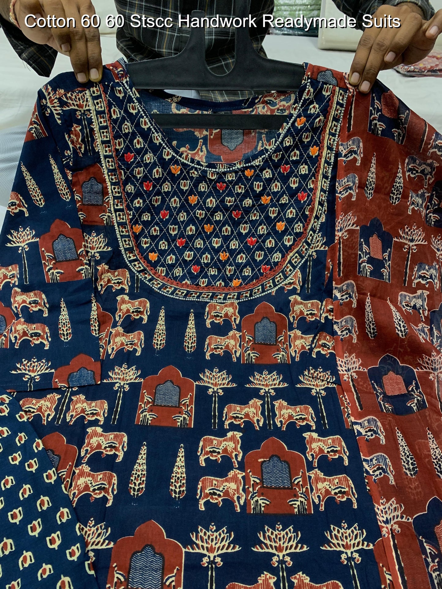 Cotton 60 60 Stscc Handwork Readymade Suits