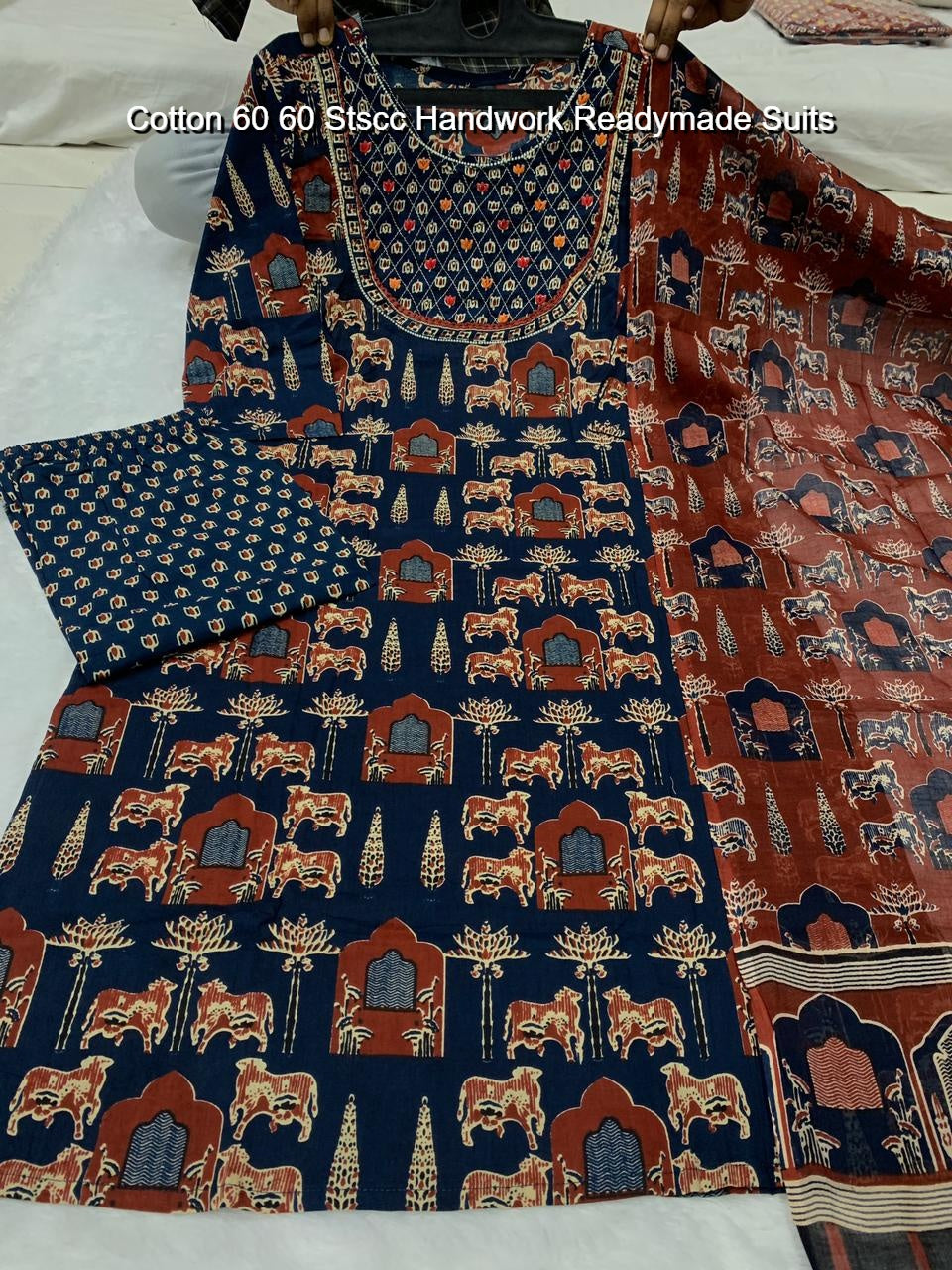 Cotton 60 60 Stscc Handwork Readymade Suits