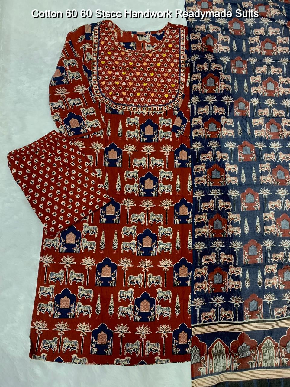 Cotton 60 60 Stscc Handwork Readymade Suits