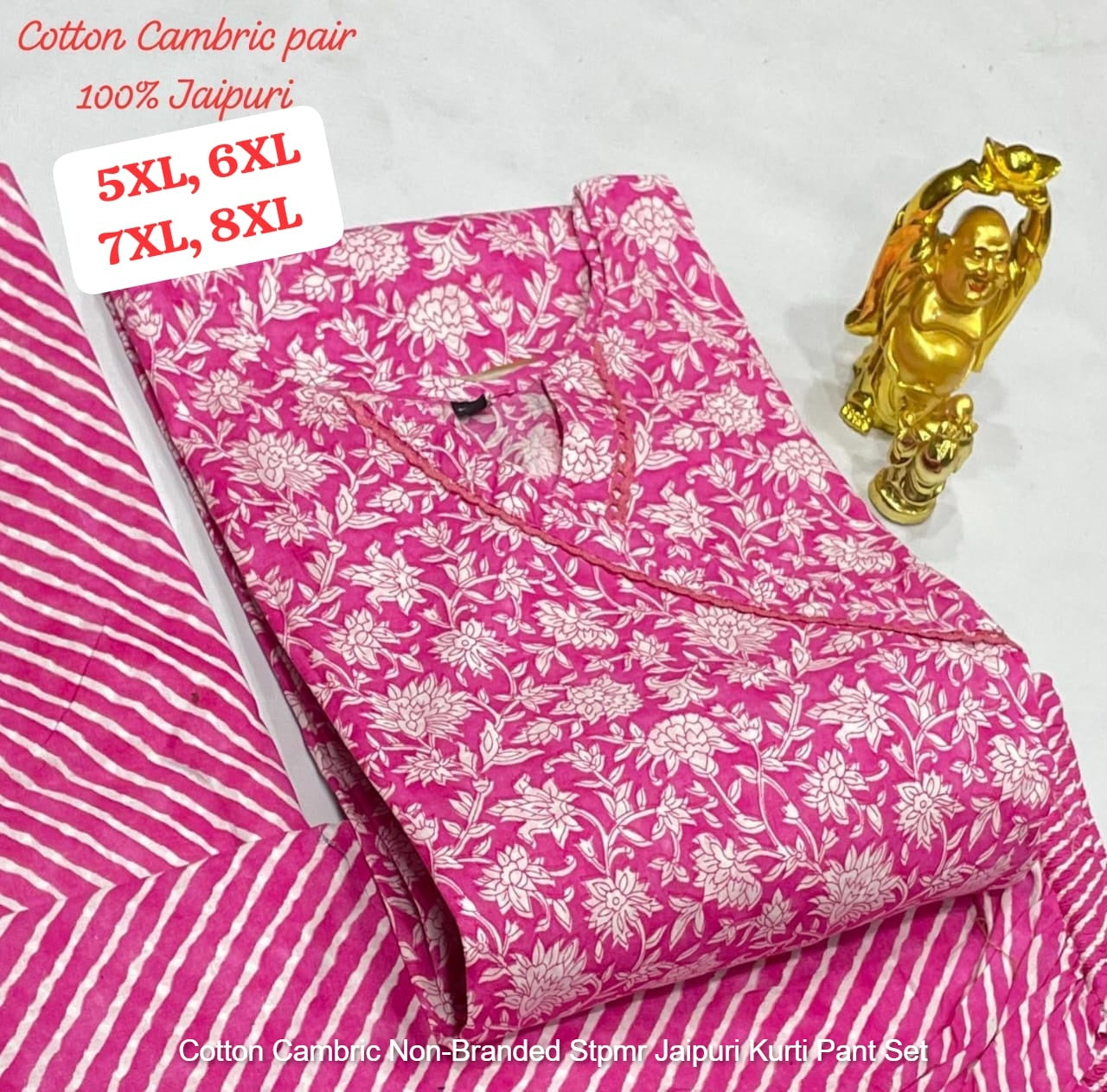 Cotton Cambric Non-Branded Stpmr Jaipuri Kurti Pant Set