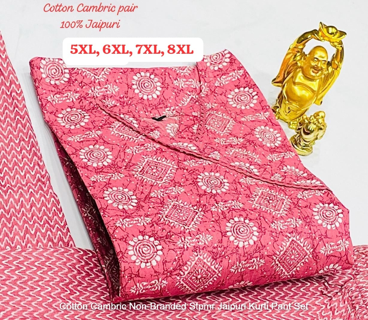 Cotton Cambric Non-Branded Stpmr Jaipuri Kurti Pant Set