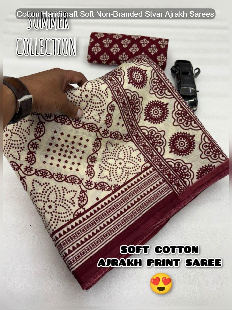 Cotton Handicraft Soft Non-Branded Stvar Ajrakh Sarees