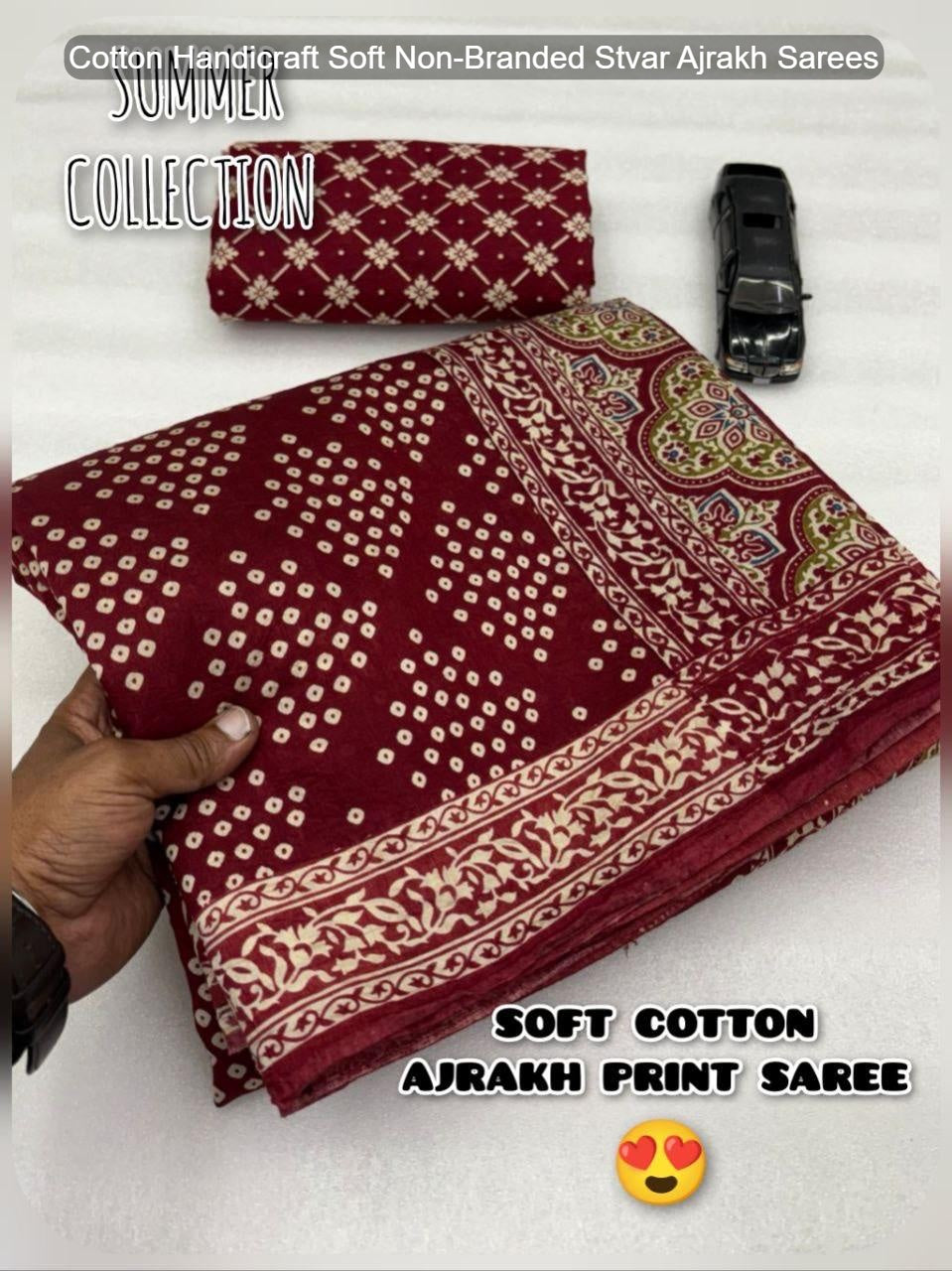 Cotton Handicraft Soft Non-Branded Stvar Ajrakh Sarees