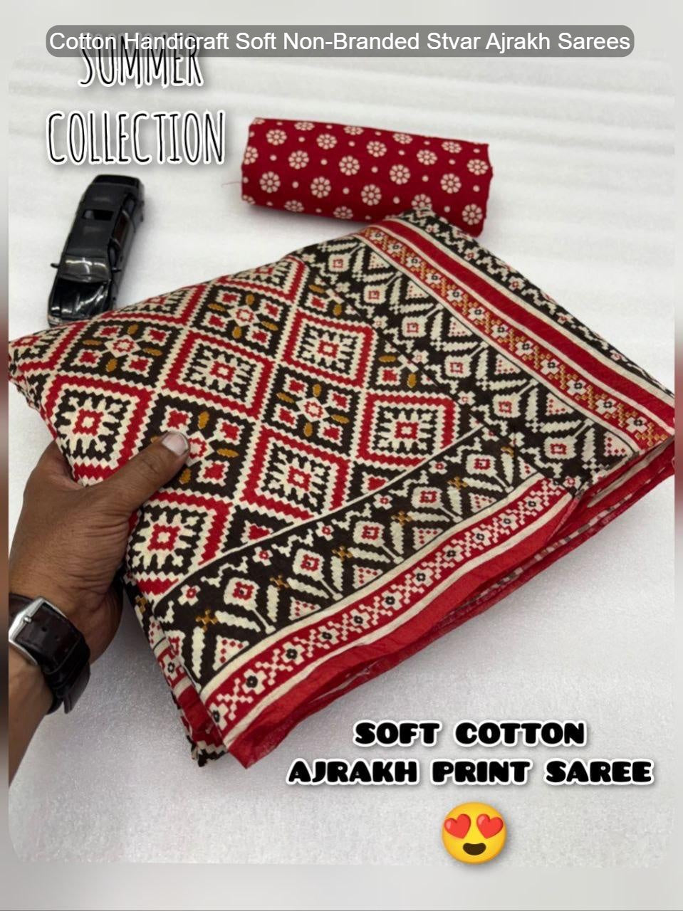 Cotton Handicraft Soft Non-Branded Stvar Ajrakh Sarees