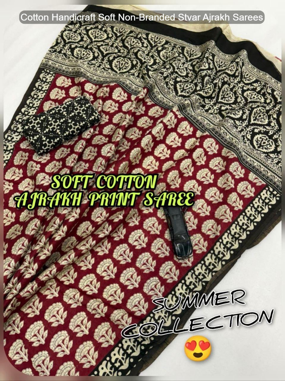 Cotton Handicraft Soft Non-Branded Stvar Ajrakh Sarees