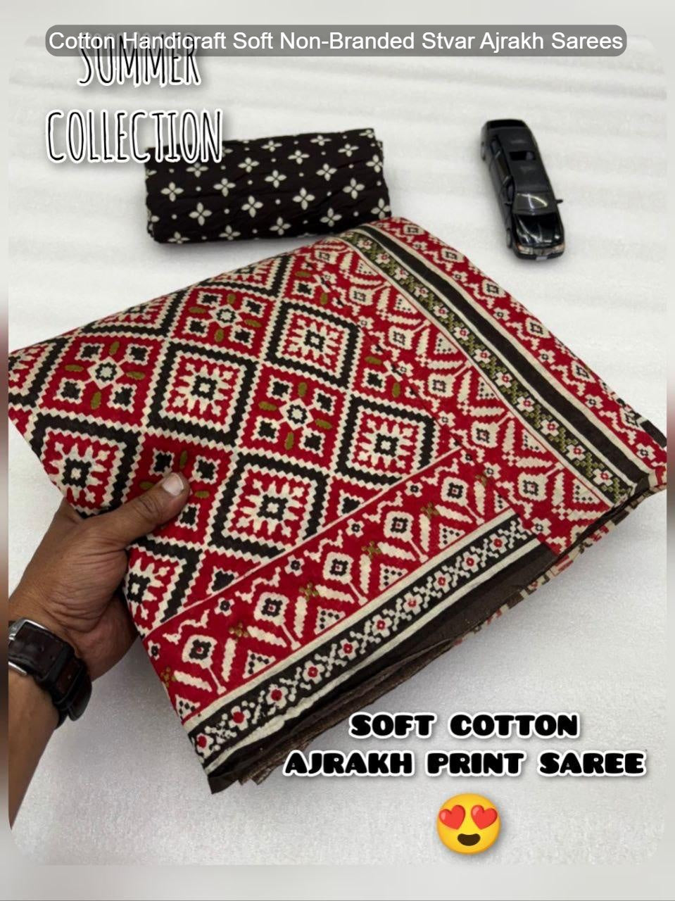 Cotton Handicraft Soft Non-Branded Stvar Ajrakh Sarees