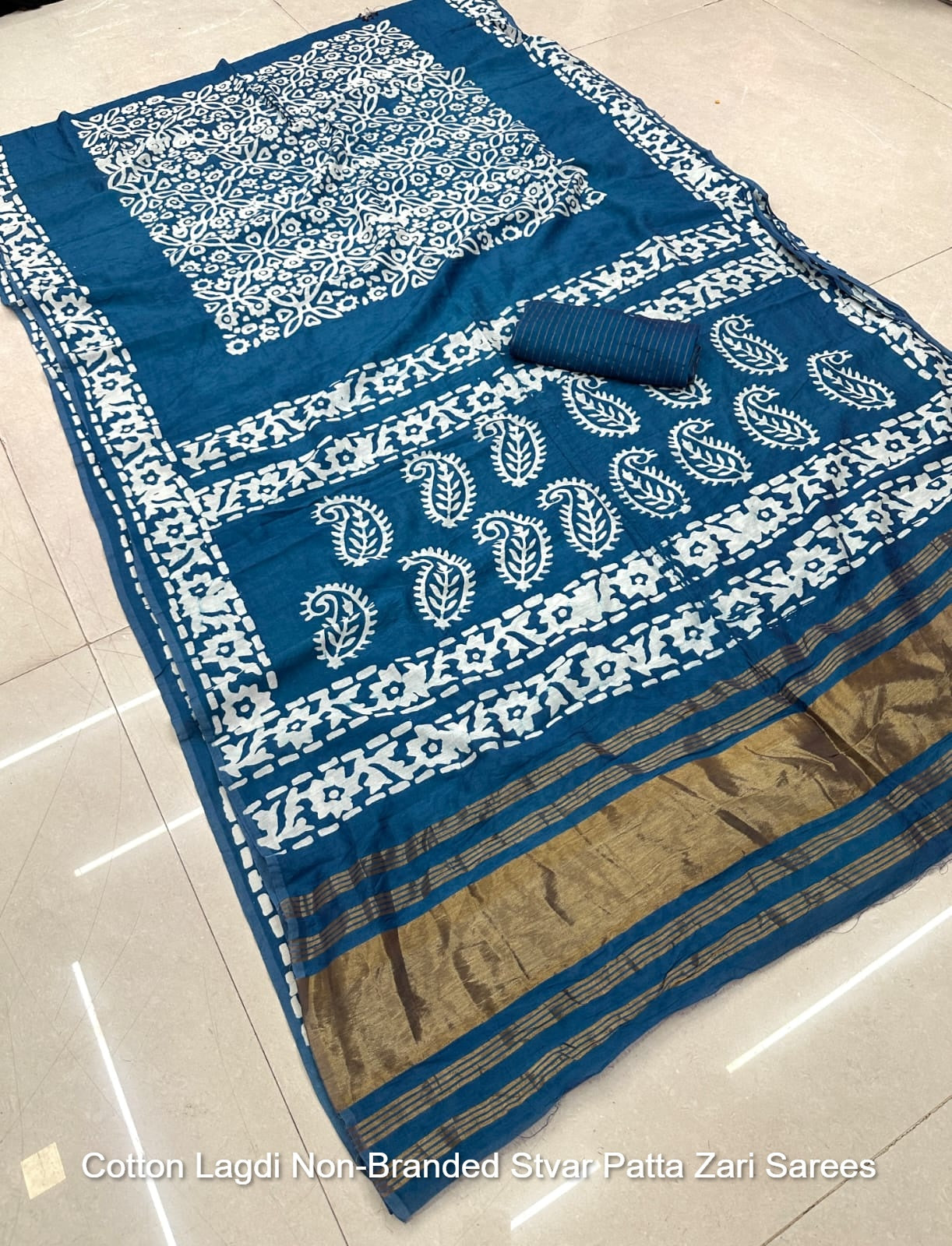 Cotton Lagdi Non-Branded Stvar Patta Zari Sarees