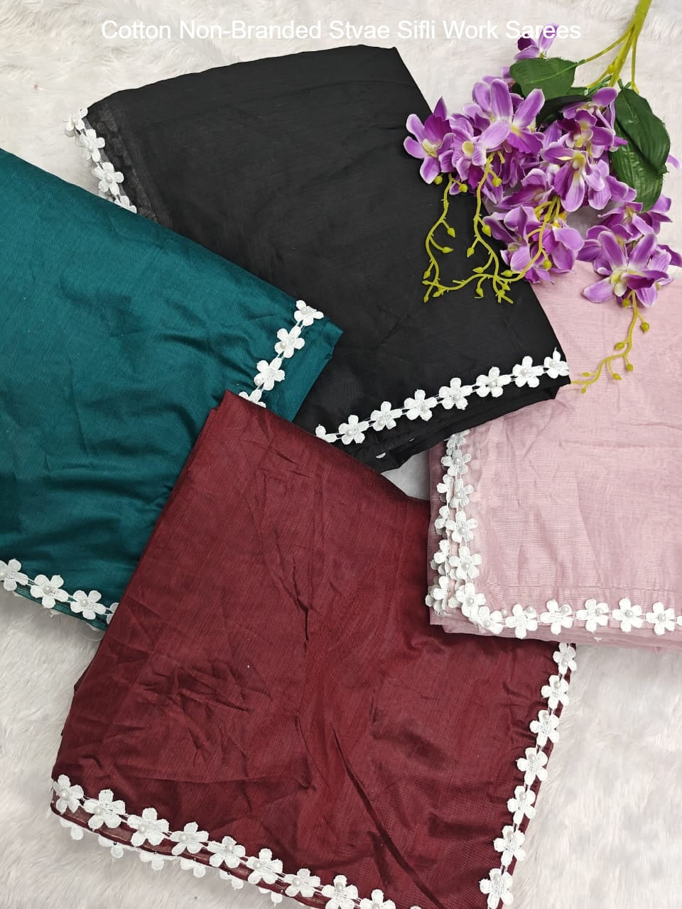Cotton Non-Branded Stvae Sifli Work Sarees