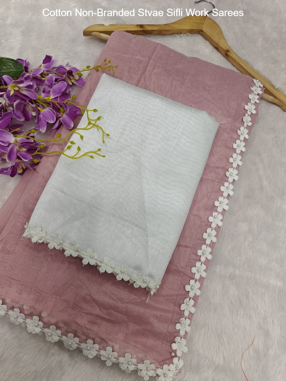 Cotton Non-Branded Stvae Sifli Work Sarees