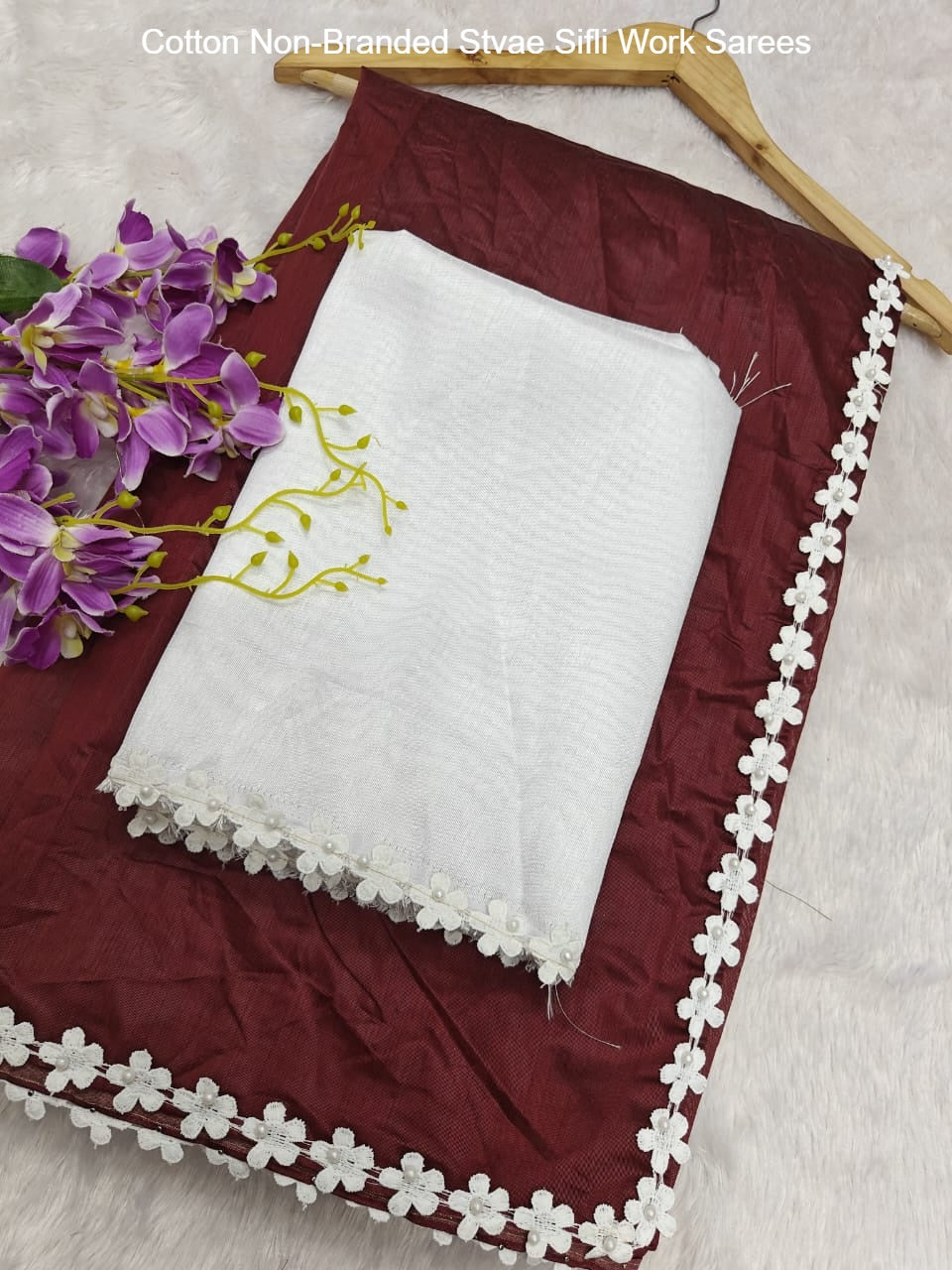 Cotton Non-Branded Stvae Sifli Work Sarees