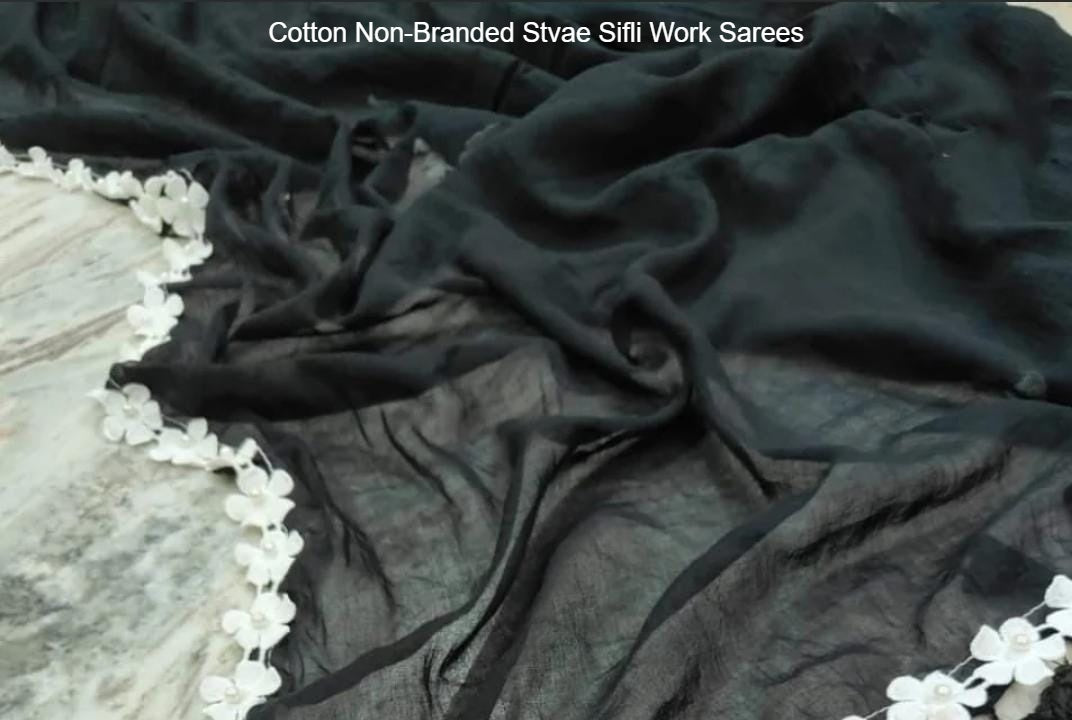 Cotton Non-Branded Stvae Sifli Work Sarees
