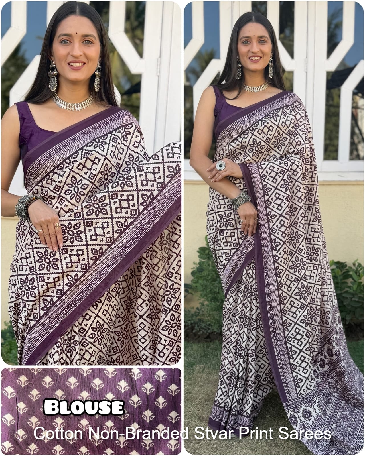 Cotton Non-Branded Stvar Print Sarees