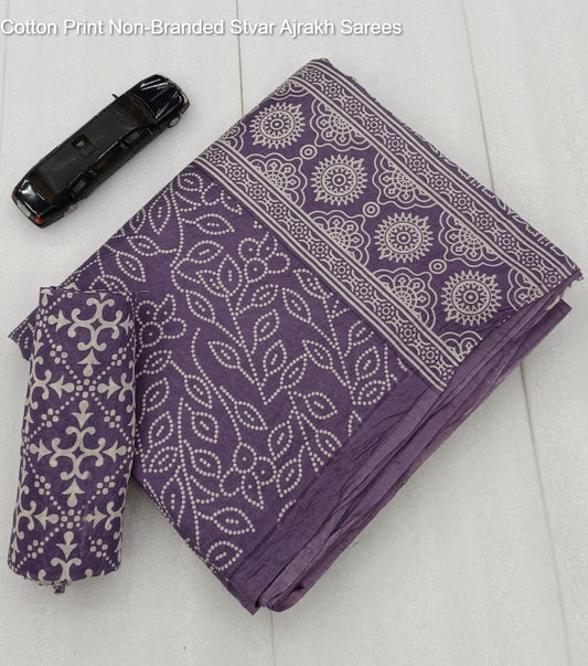Cotton Print Non-Branded Stvar Ajrakh Sarees