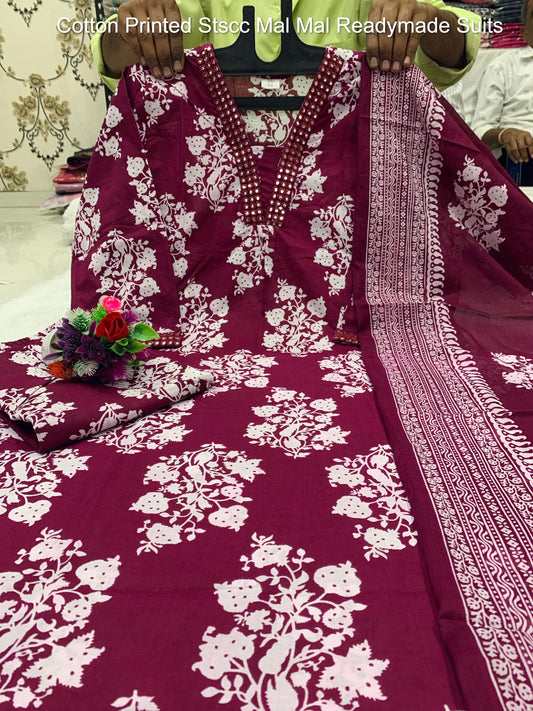 Cotton Printed Stscc Mal Mal Readymade Suits