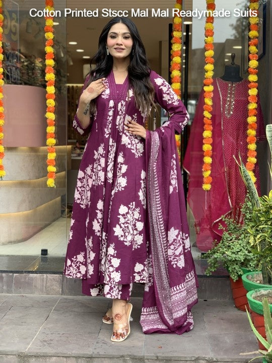 Cotton Printed Stscc Mal Mal Readymade Suits