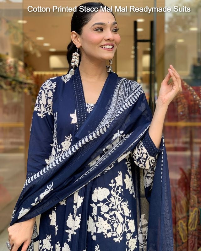 Cotton Printed Stscc Mal Mal Readymade Suits