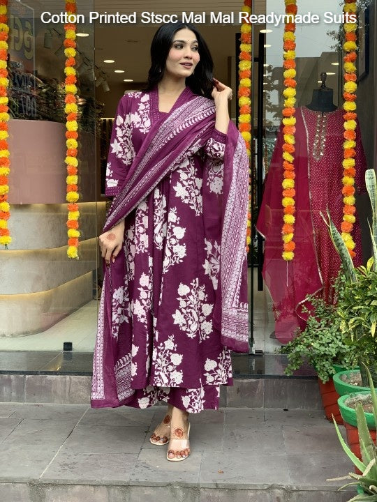 Cotton Printed Stscc Mal Mal Readymade Suits