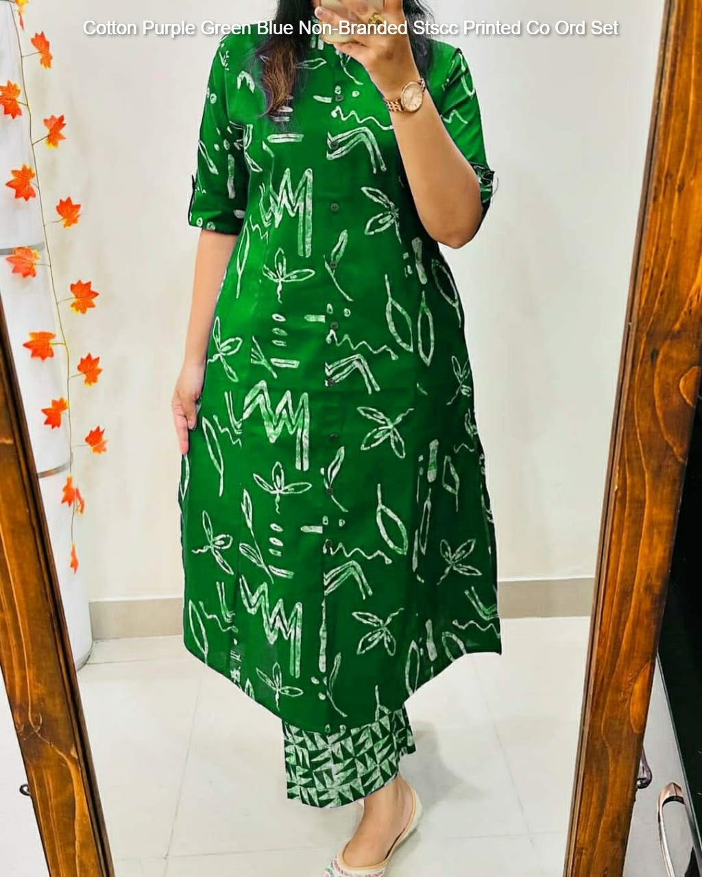 Cotton Purple Green Blue Non-Branded Stscc Printed Co Ord Set
