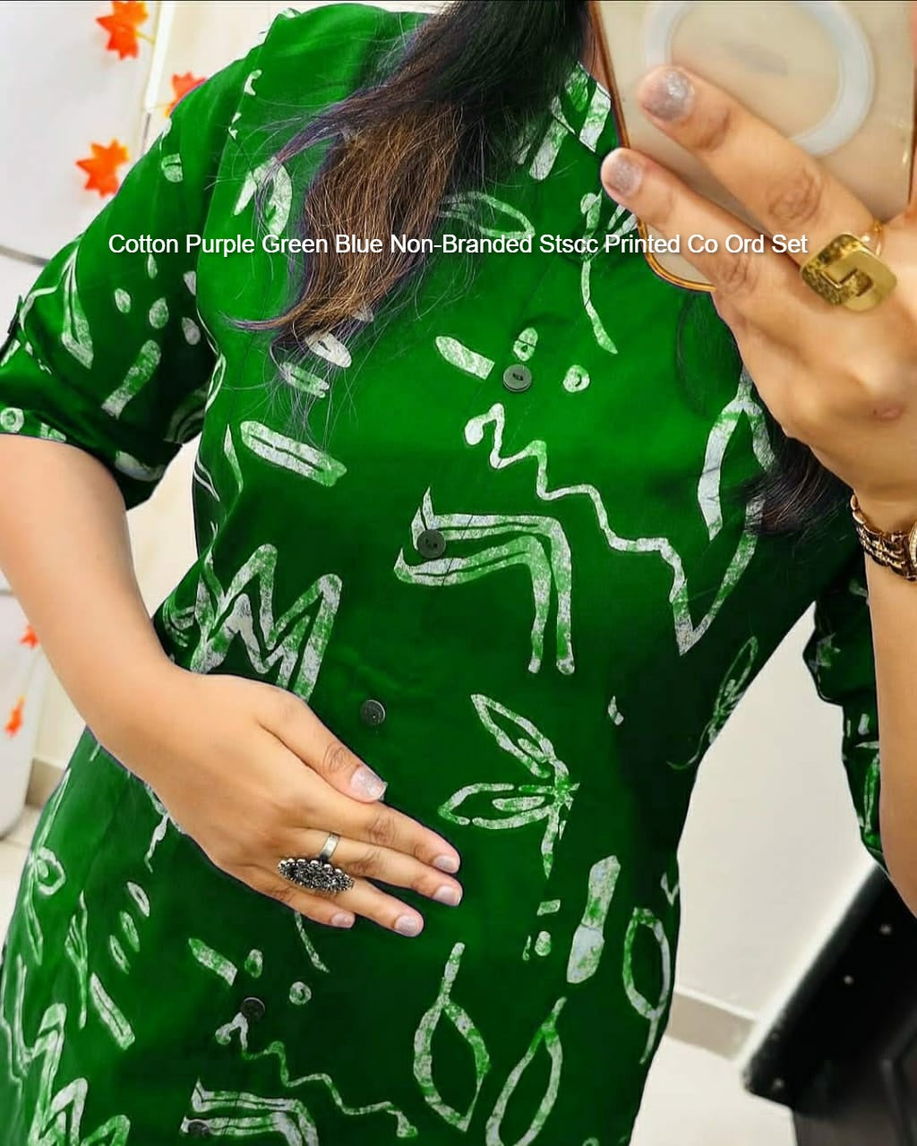 Cotton Purple Green Blue Non-Branded Stscc Printed Co Ord Set