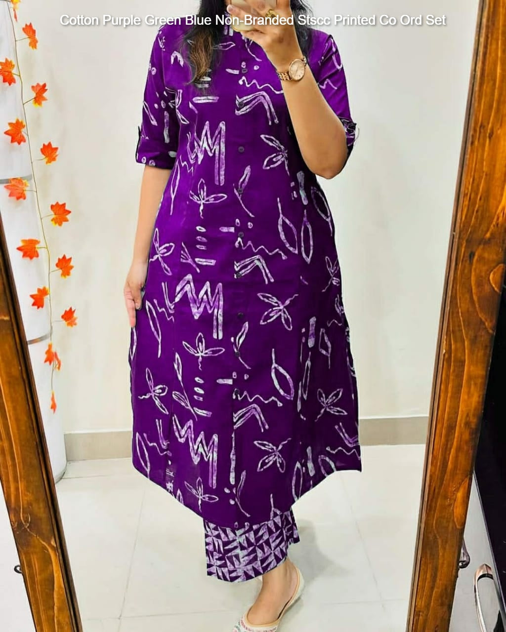 Cotton Purple Green Blue Non-Branded Stscc Printed Co Ord Set